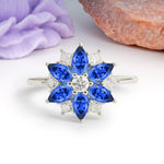 Classic Flower-Shaped 6-Prong Round Cut Sapphire Engagement Ring - Additional view