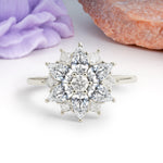 Classic Flower-Shaped 6-Prong Round Cut Lab Diamond Engagement Ring - Additional view