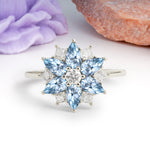 Classic Flower-Shaped 6-Prong Round Cut Aquamarine Engagement Ring - Additional view