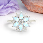 Classic Flower-Shaped 6-Prong Round Cut Moonstone Engagement Ring - Additional view