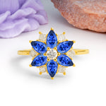 Classic Flower-Shaped 6-Prong Round Cut Sapphire Engagement Ring - Additional view