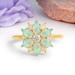 Classic Flower-Shaped 6-Prong Round Cut Fire Opal Engagement Ring - Additional view