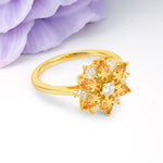 Classic Flower-Shaped 6-Prong Round Cut Citrine Engagement Ring - Additional view