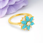 Classic Flower-Shaped 6-Prong Round Cut Turquoise Engagement Ring - Additional view