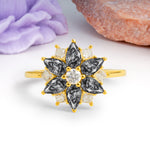 Classic Flower-Shaped 6-Prong Round Cut Black Rutilated Quartz Engagement Ring - Additional view