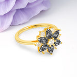 Classic Flower-Shaped 6-Prong Round Cut Black Rutilated Quartz Engagement Ring - Additional view