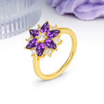 Classic Flower-Shaped 6-Prong Round Cut Amethyst Engagement Ring - Additional view