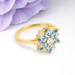 Classic Flower-Shaped 6-Prong Round Cut Aquamarine Engagement Ring - Additional view