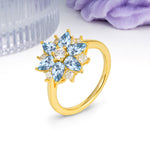 Classic Flower-Shaped 6-Prong Round Cut Aquamarine Engagement Ring - Additional view