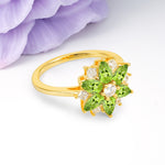 Classic Flower-Shaped 6-Prong Round Cut Peridot Engagement Ring - Additional view