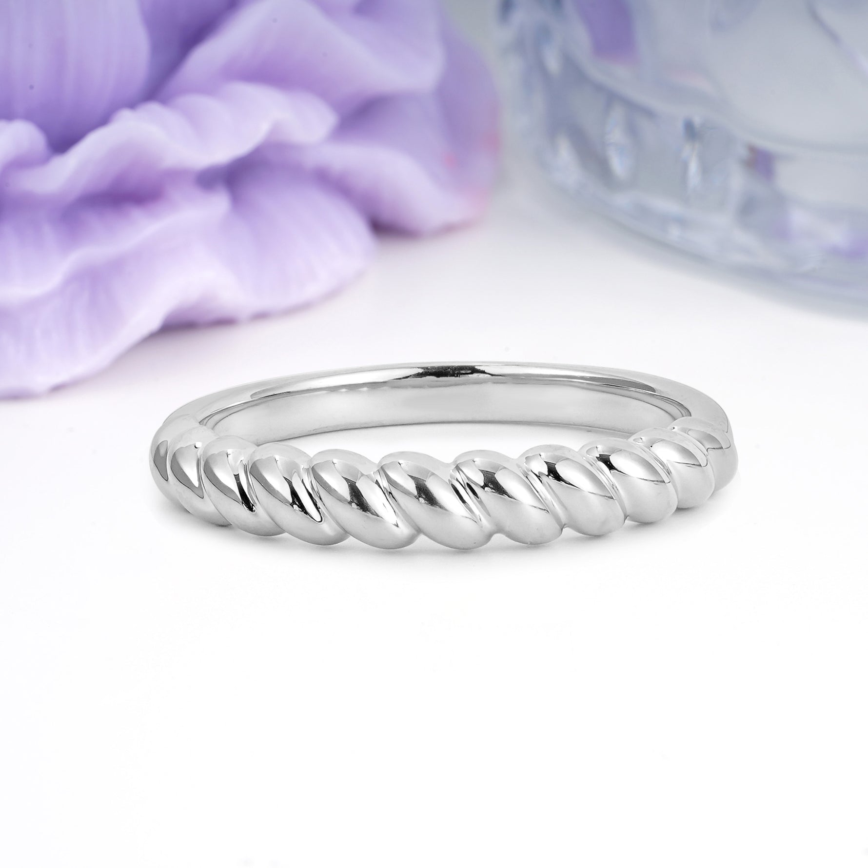 Polished Rope?Twist Stackable Wedding Ring - Additional view