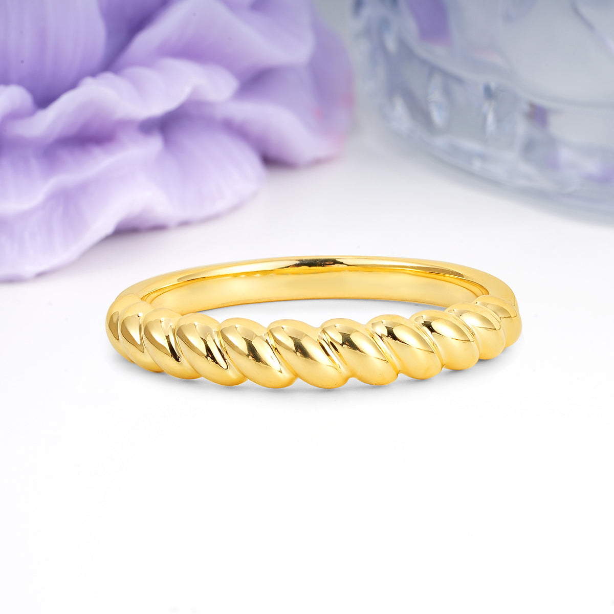 Polished Rope?Twist Stackable Wedding Ring - Additional view