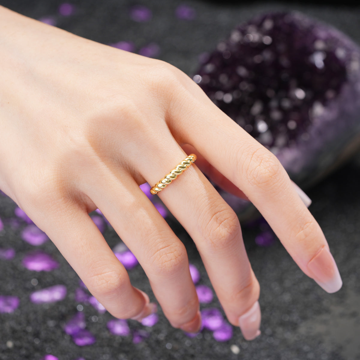 Polished Rope?Twist Stackable Wedding Ring - Additional view