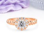 Classic Flower-Shaped 10-Prong Round Cut Lab Diamond Engagement Ring - Additional view