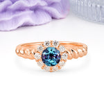 Classic Flower-Shaped 10-Prong Round Cut Alexandrite Engagement Ring - Additional view