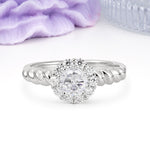 Classic Flower-Shaped 10-Prong Round Cut Moissanite Engagement Ring - Additional view