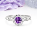 Classic Flower-Shaped 10-Prong Round Cut Amethyst Engagement Ring - Additional view