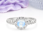 Classic Flower-Shaped 10-Prong Round Cut Moonstone Engagement Ring - Additional view