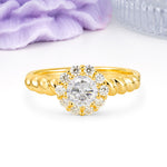 Classic Flower-Shaped 10-Prong Round Cut Moissanite Engagement Ring - Additional view