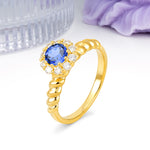 Classic Flower-Shaped 10-Prong Round Cut Sapphire Engagement Ring - Additional view