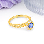 Classic Flower-Shaped 10-Prong Round Cut Sapphire Engagement Ring - Additional view