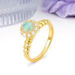 Classic Flower-Shaped 10-Prong Round Cut Fire Opal Engagement Ring - Additional view