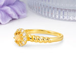 Classic Flower-Shaped 10-Prong Round Cut Citrine Engagement Ring - Additional view