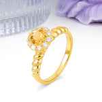 Classic Flower-Shaped 10-Prong Round Cut Citrine Engagement Ring - Additional view