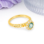 Classic Flower-Shaped 10-Prong Round Cut Moss Agate Engagement Ring - Additional view