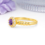Classic Flower-Shaped 10-Prong Round Cut Amethyst Engagement Ring - Additional view
