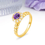 Classic Flower-Shaped 10-Prong Round Cut Amethyst Engagement Ring - Additional view