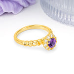 Classic Flower-Shaped 10-Prong Round Cut Amethyst Engagement Ring - Additional view