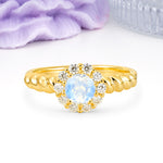 Classic Flower-Shaped 10-Prong Round Cut Moonstone Engagement Ring - Additional view