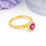 Classic Flower-Shaped 10-Prong Round Cut Ruby Engagement Ring - Additional view