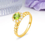 Classic Flower-Shaped 10-Prong Round Cut Peridot Engagement Ring - Additional view