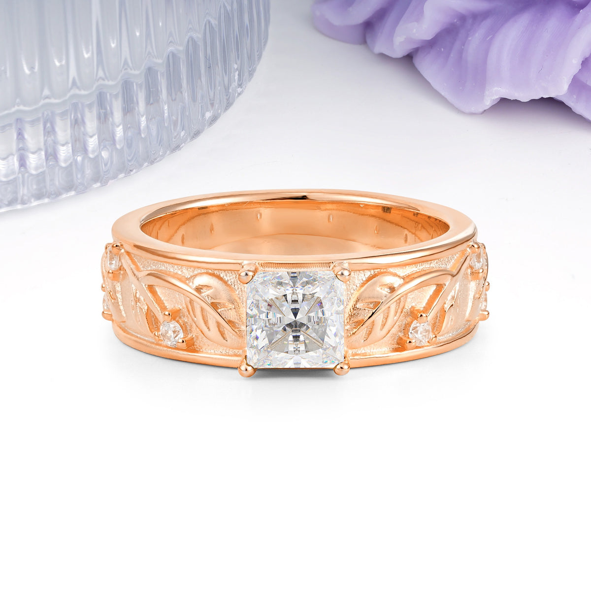 Nature-Inspired Luxury 4-Prong Moissanite Engagement Ring - Additional view