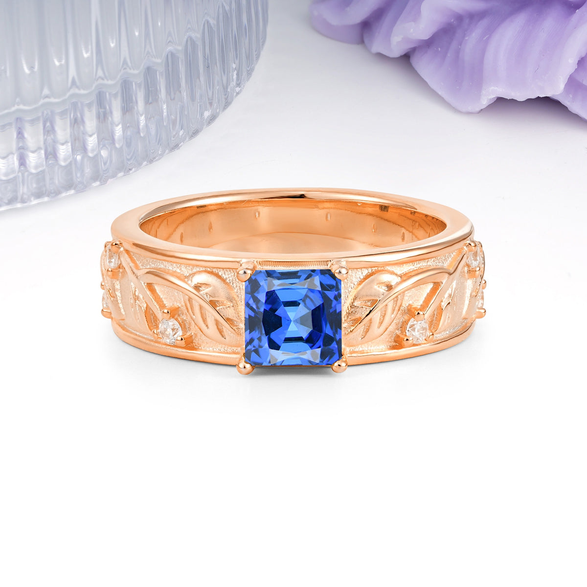 Nature-Inspired Luxury 4-Prong Sapphire Engagement Ring - Additional view