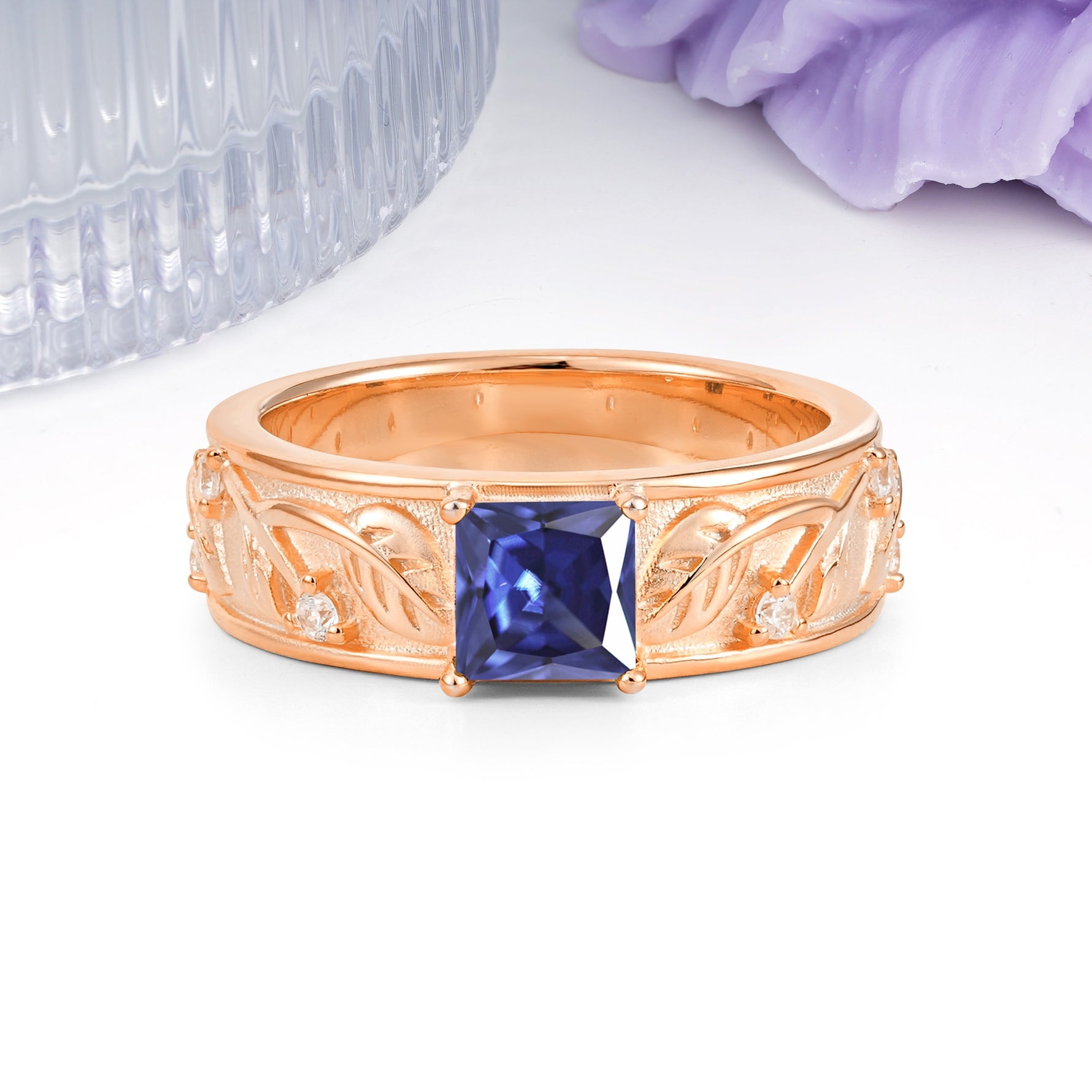 Nature-Inspired Luxury 4-Prong Tanzanite Engagement Ring - Additional view