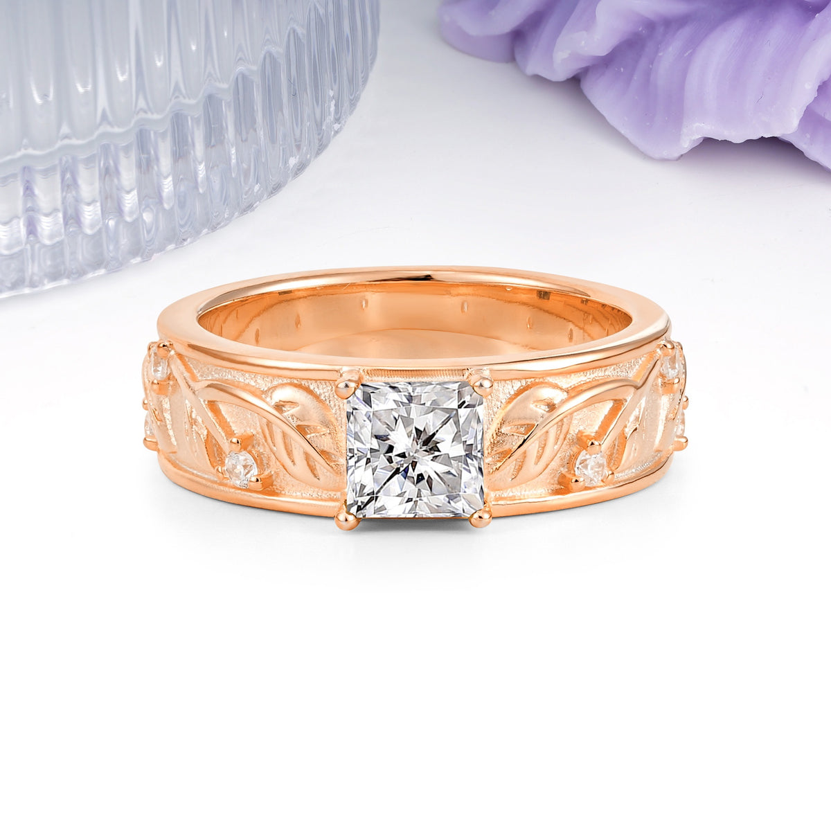 Nature-Inspired Luxury 4-Prong Lab Diamond Engagement Ring - Additional view