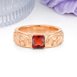 Nature-Inspired Luxury 4-Prong Garnet Engagement Ring - Additional view