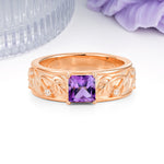 Nature-Inspired Luxury 4-Prong Amethyst Engagement Ring - Additional view