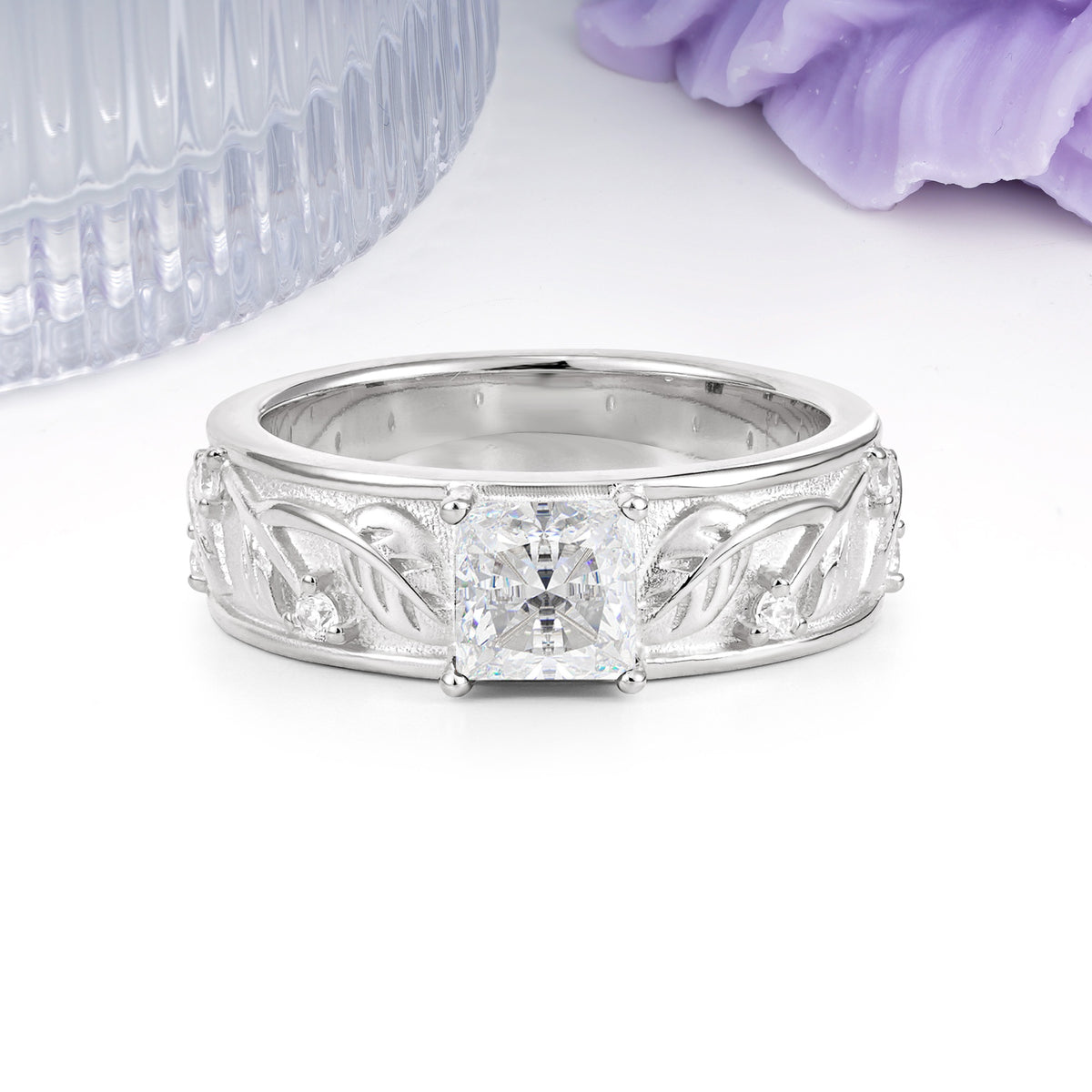 Nature-Inspired Luxury 4-Prong Moissanite Engagement Ring - Additional view