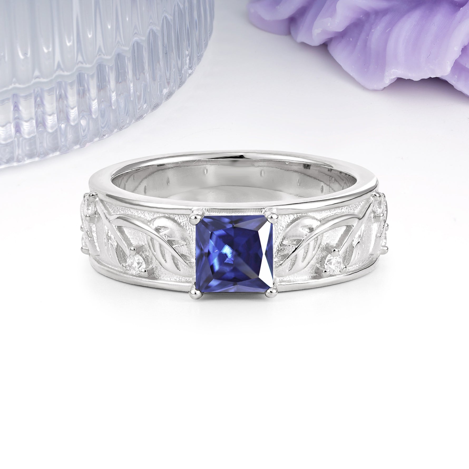 Nature-Inspired Luxury 4-Prong Tanzanite Engagement Ring - Additional view