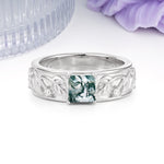 Nature-Inspired Luxury 4-Prong Moss Agate Engagement Ring - Additional view