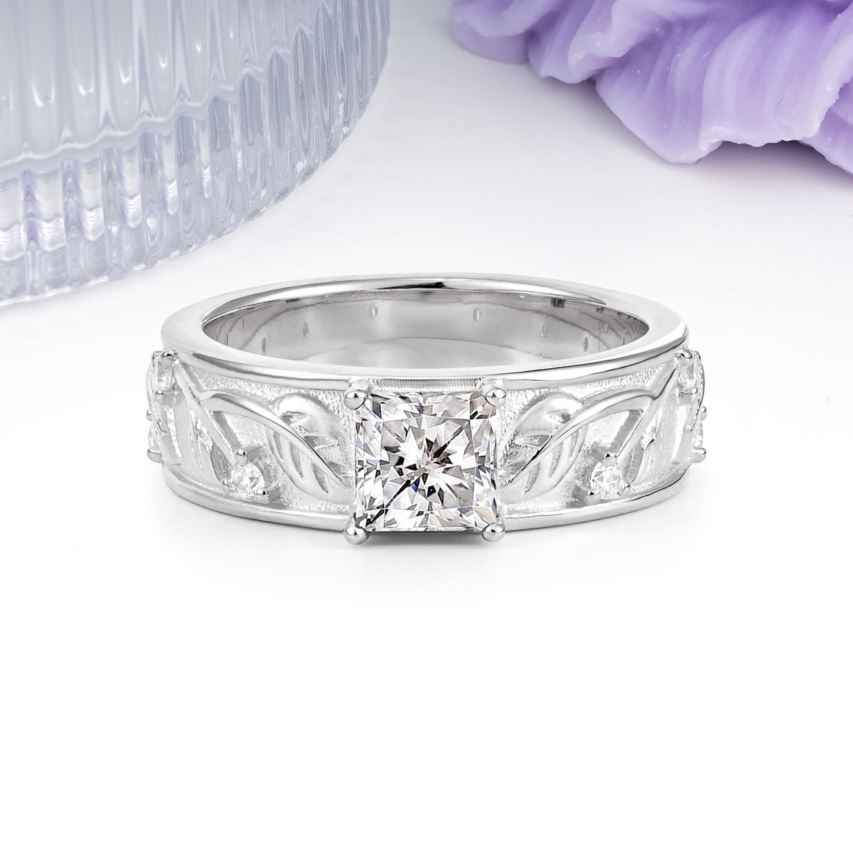 Nature-Inspired Luxury 4-Prong Lab Diamond Engagement Ring - Additional view