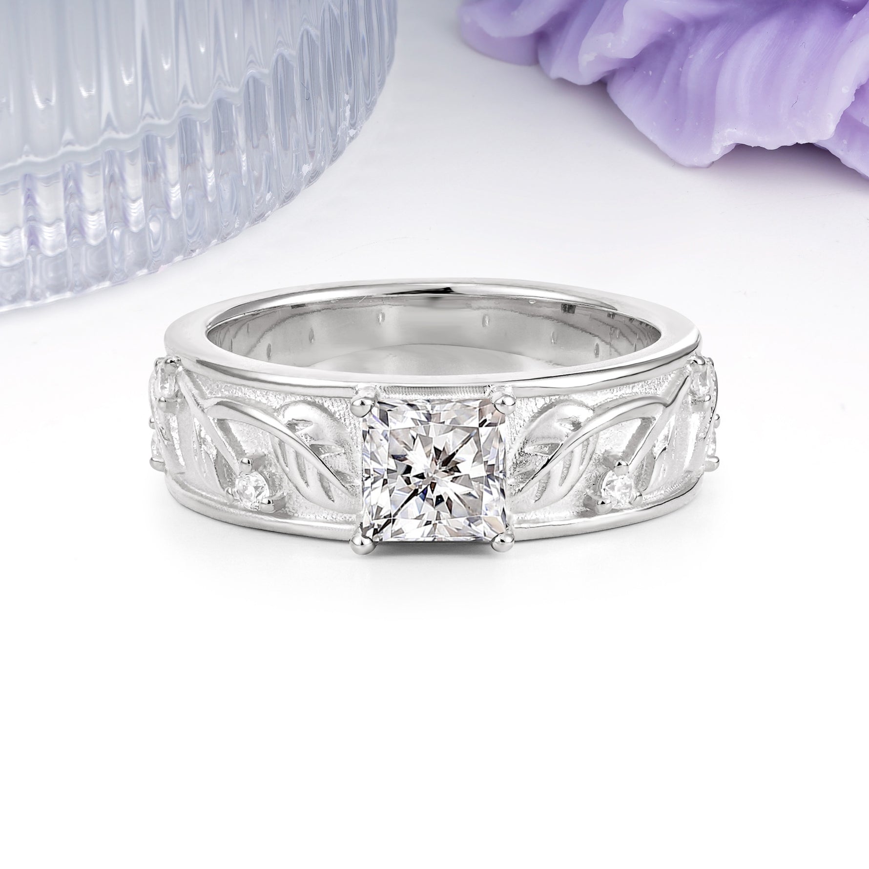 Nature-Inspired Luxury 4-Prong Lab Diamond Engagement Ring - Additional view
