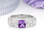 Nature-Inspired Luxury 4-Prong Amethyst Engagement Ring - Additional view