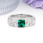 Nature-Inspired Luxury 4-Prong Emerald Engagement Ring - Additional view
