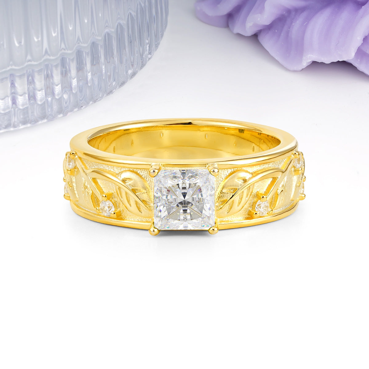 Nature-Inspired Luxury 4-Prong Moissanite Engagement Ring - Additional view
