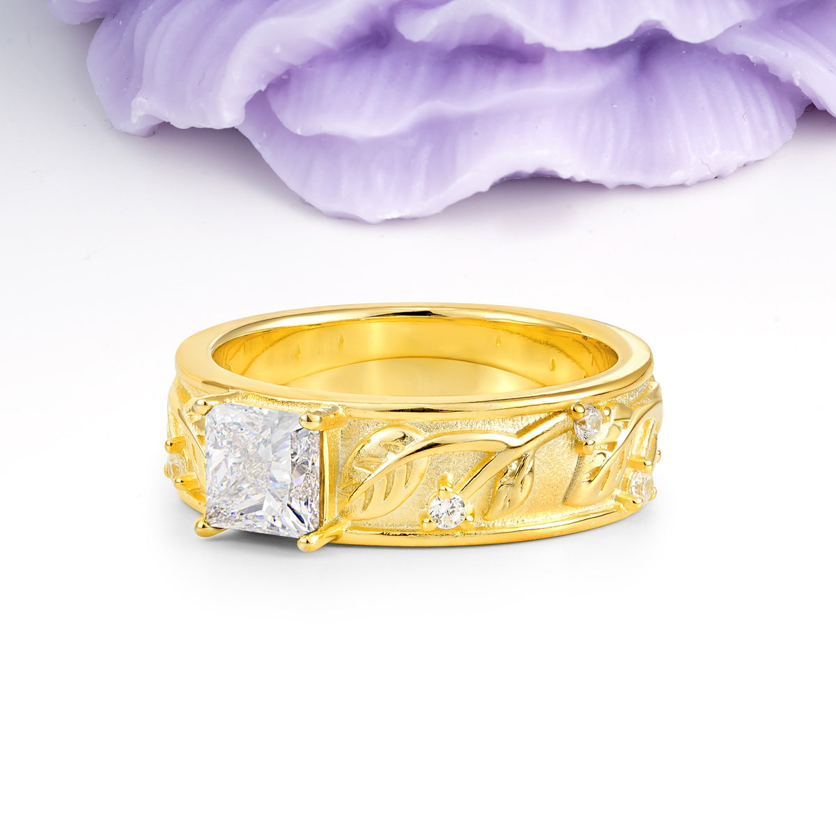 Nature-Inspired Luxury 4-Prong Moissanite Engagement Ring - Additional view